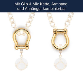 Schäkel LENI Clip & Mix gold mit Kette und Anhänger, beide Seiten gezeigt
