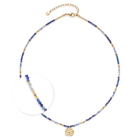 Halskette ROSE 42 cm gold CIAO mit blauen und lavendelfarbenen Steinen und goldenem Anhaenger