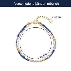 Massangaben zum Armband ROSE gold CIAO mit Perlen in Blau- und Goldtönen