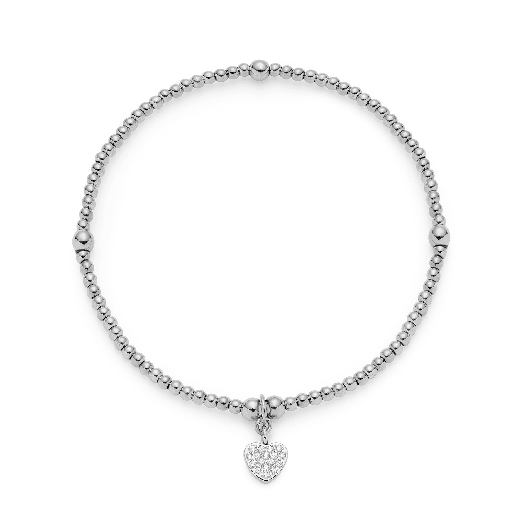 Armband NOEMI CIAO mit Perlenkette und Herzanhänger aus Zirkonium, silber