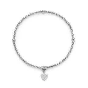 Armband NOEMI CIAO mit Perlenkette und Herzanhänger aus Zirkonium, silber