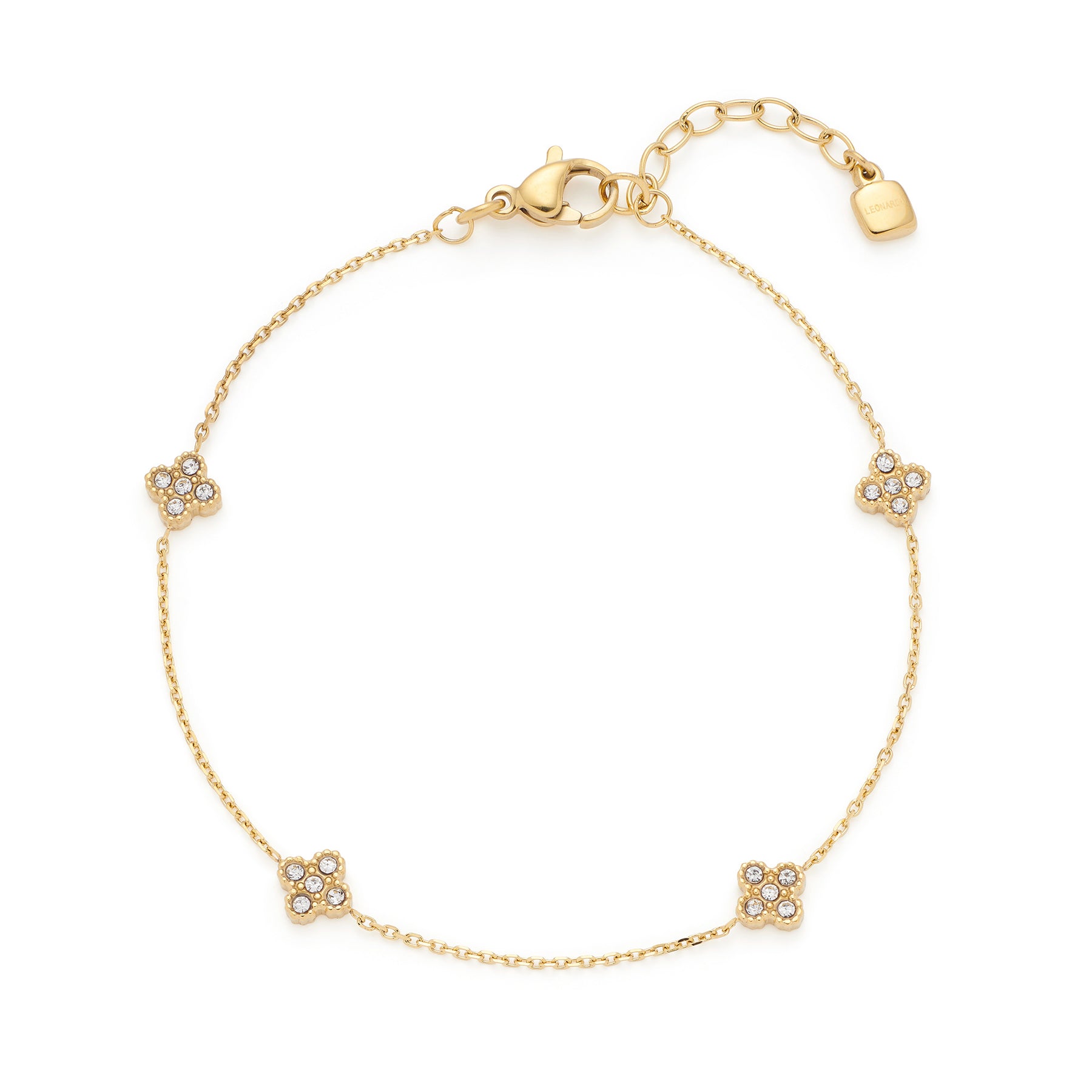 Armband LISETTE gold CIAO mit vier quadratischen Zirkonium-Elementen auf goldener Kette
