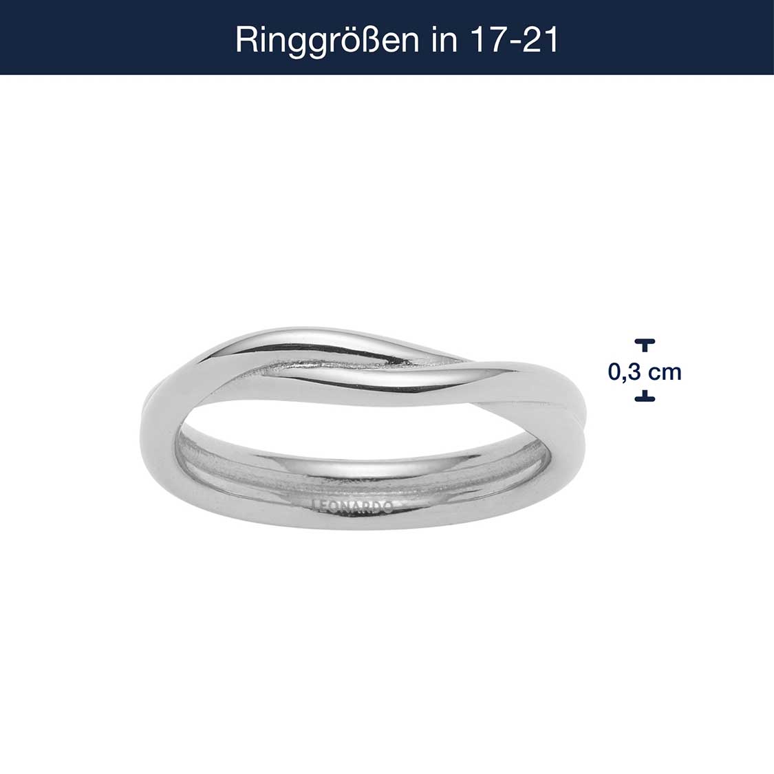 Massangaben zu Ring TWISTER 19 CIAO, silberner Edelstahlring mit gewelltem Design