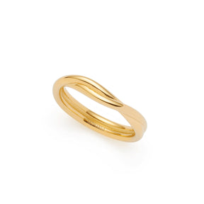 Ring TWISTER 17 gold CIAO aus Edelstahl, goldfarben, dreidimensionale Ansicht auf weißem Hintergrund