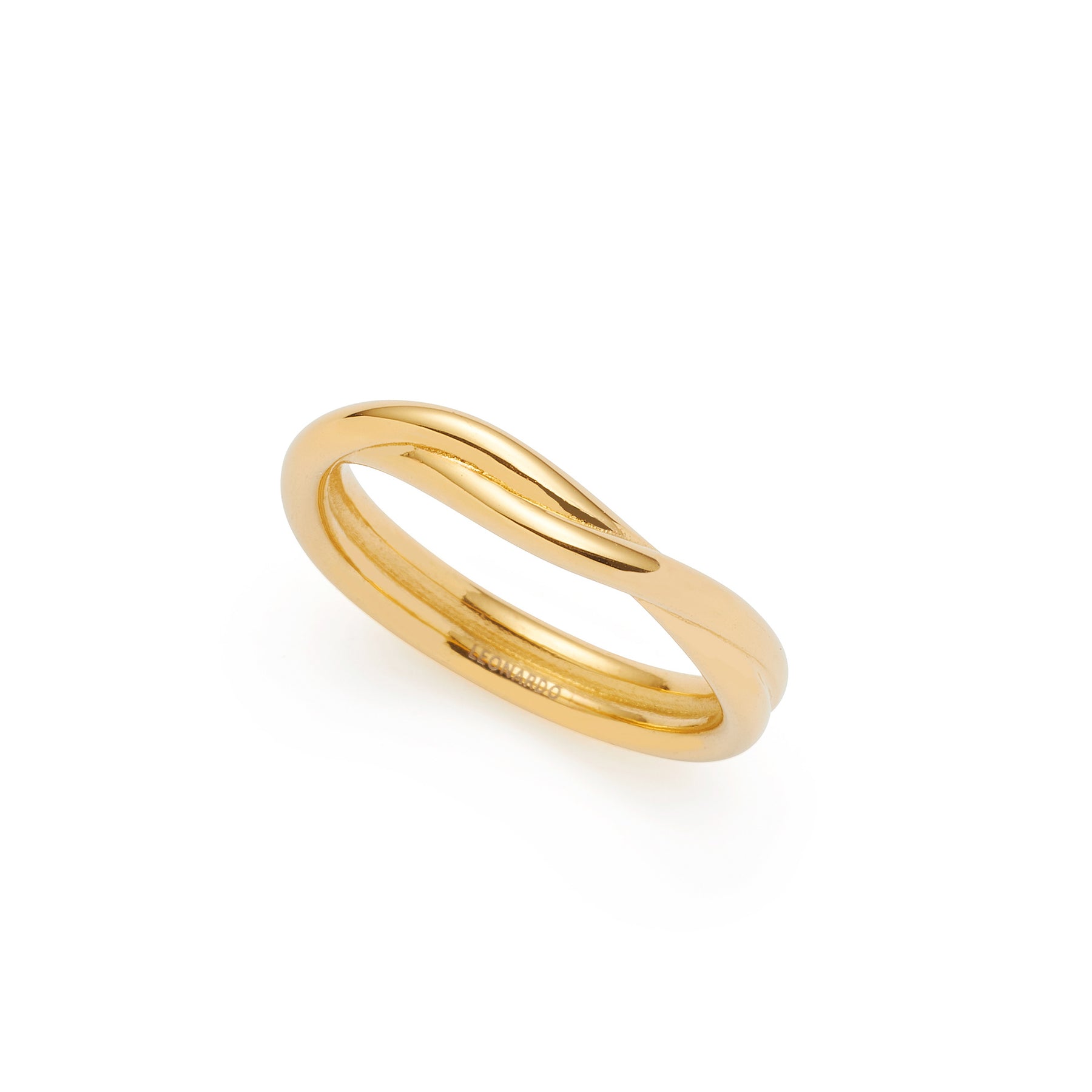Ring TWISTER 20 gold CIAO aus Edelstahl, gedrehtes Design, Frontalansicht