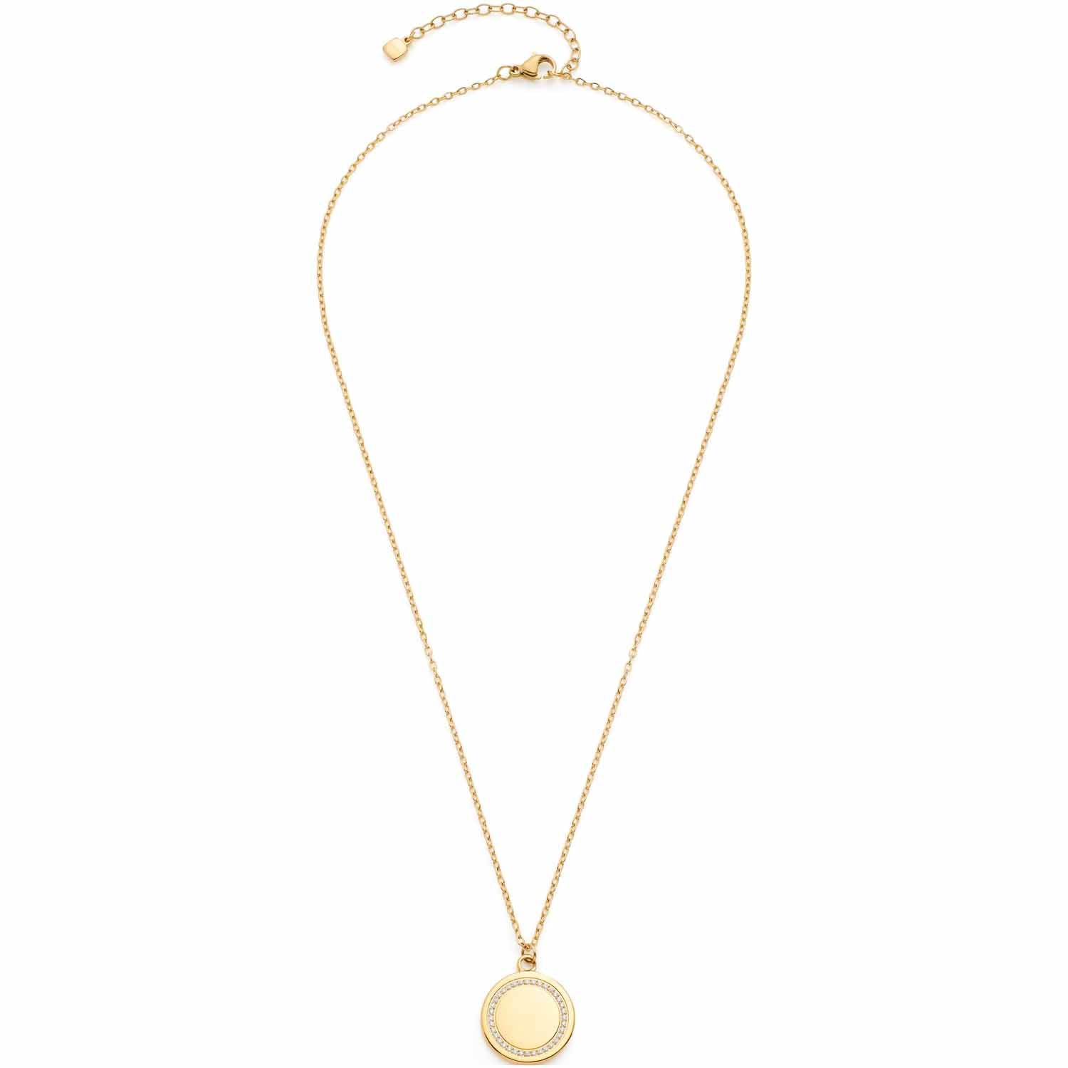Halskette FERRARA mit rundem Medaillon-Anhänger in Goldfarbe