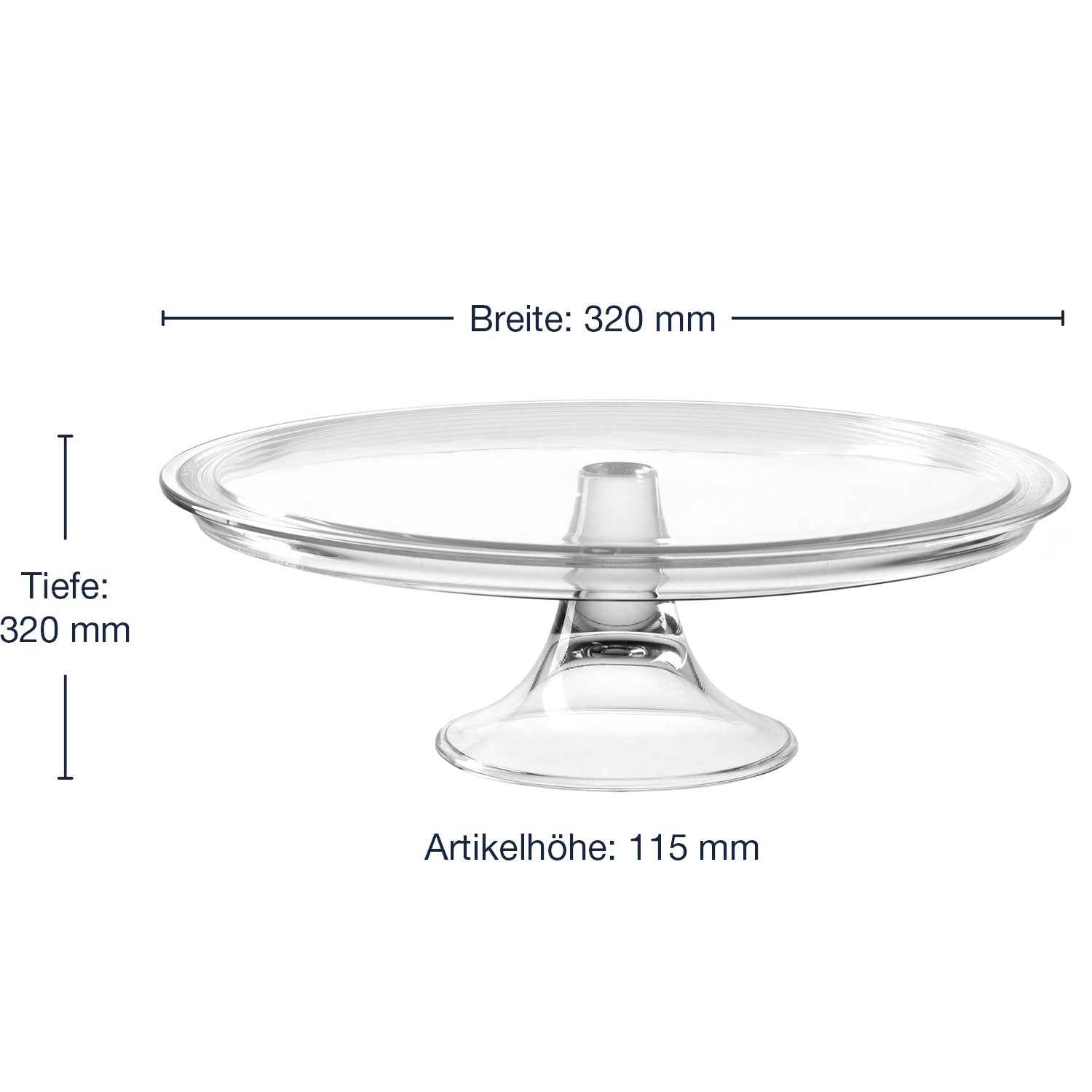 Massangaben zur Tortenplatte auf Fuß CIAO 32 cm
