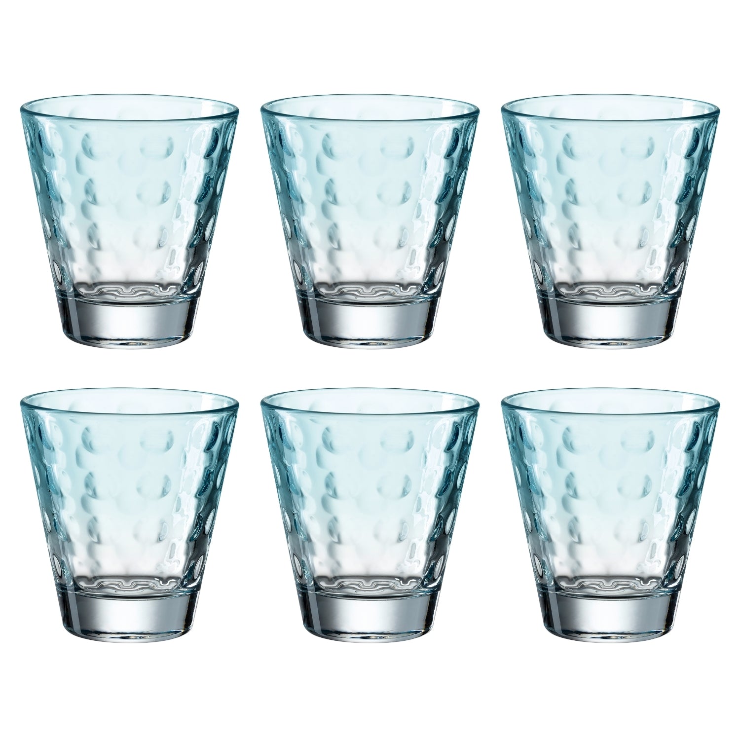 Sechs Trinkgläser OPTIC 215 ml mint im 6er-Set, angeordnet in zwei Reihen