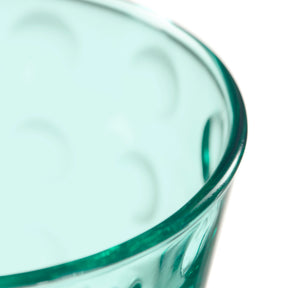 Trinkglas OPTIC 215 ml mint, Nahaufnahme des Glasrandes und der strukturierten Oberfläche
