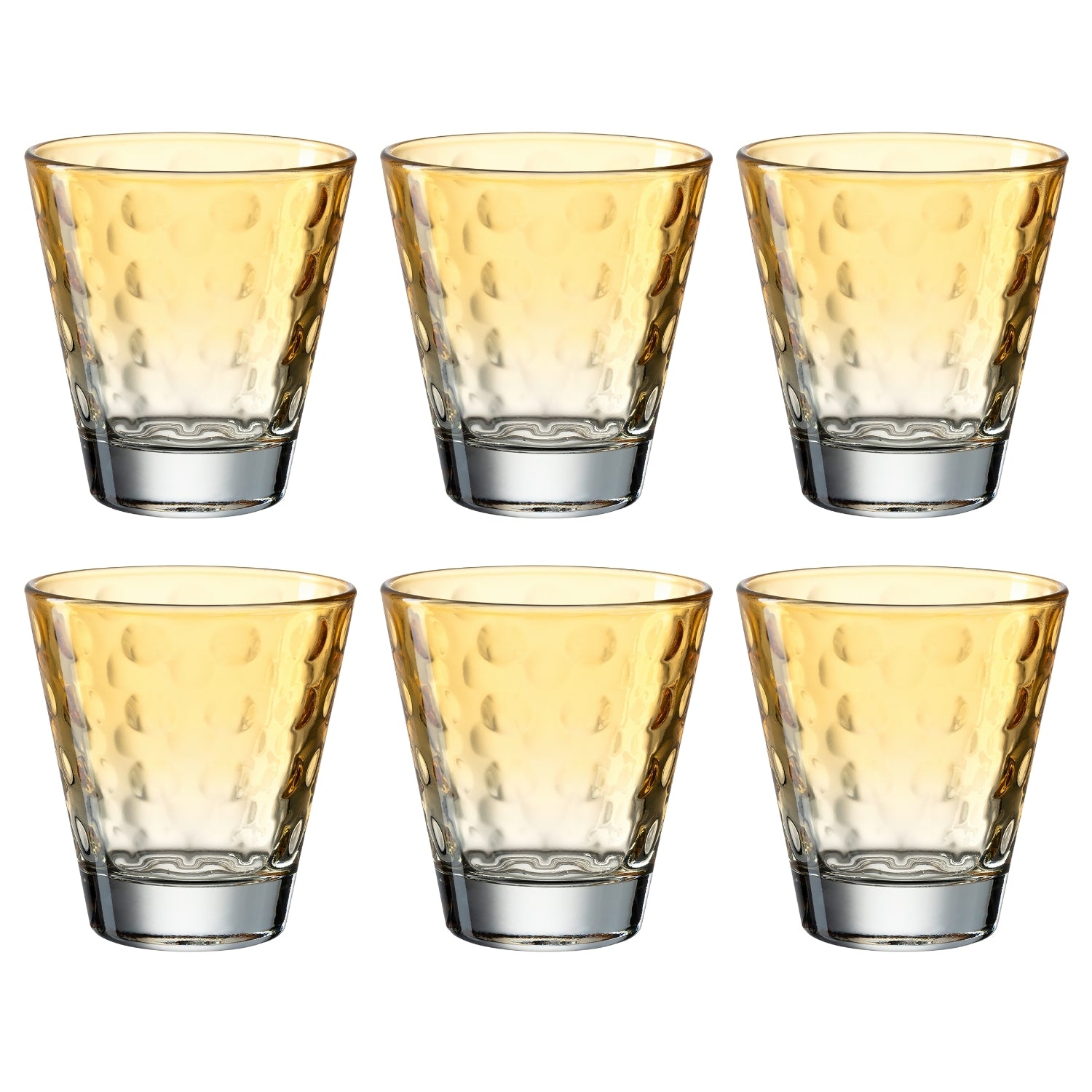 Sechs apricotfarbene Trinkgläser OPTIC 215 ml mit strukturierter Oberfläche