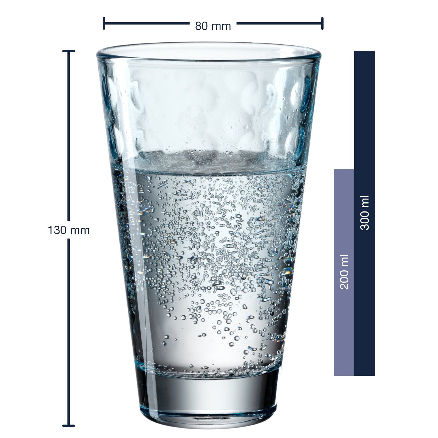 Massangaben zum Trinkglas OPTIC 300 ml hellblau