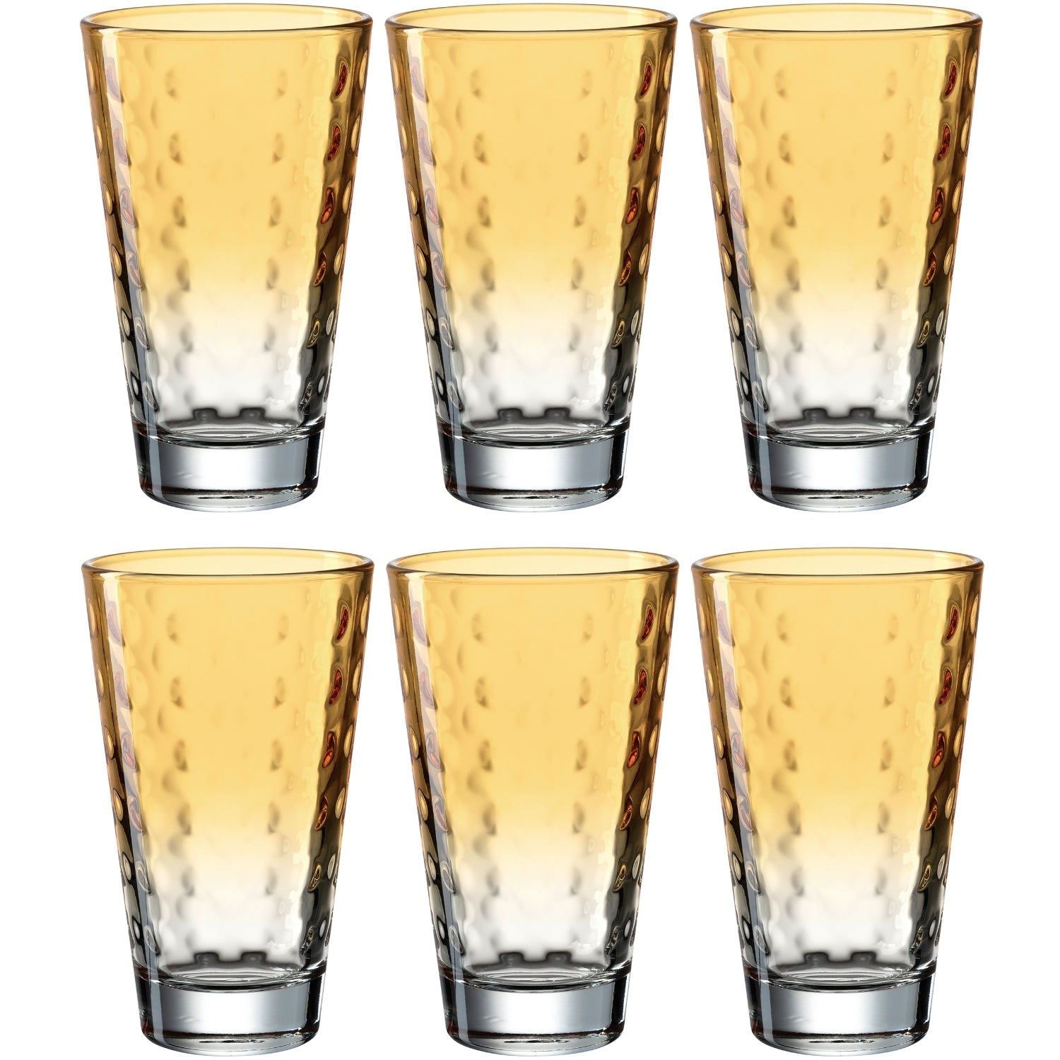 Sechs Trinkgläser OPTIC 300 ml apricot im 6er-Set, strukturierte Oberfläche