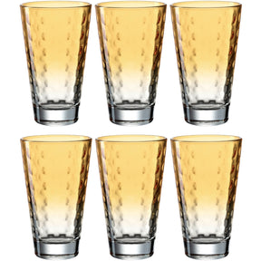 Sechs Trinkgläser OPTIC 300 ml apricot im 6er-Set, strukturierte Oberfläche