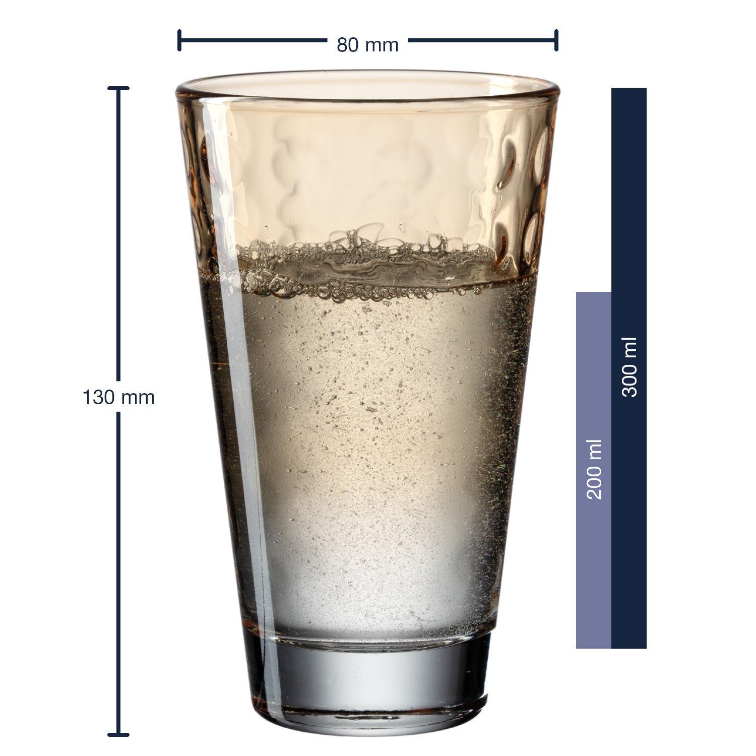 Massangaben zu Trinkglas OPTIC 300 ml apricot