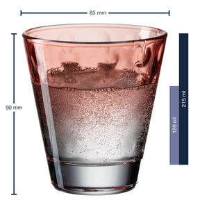 Massangaben zu Trinkglas OPTIC 215 ml Pastell mit gefülltem Beispiel
