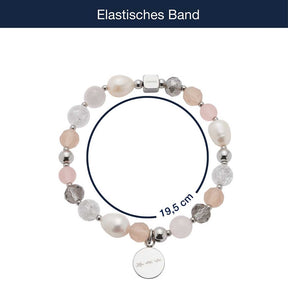 Elastisches Armband HOPE silber/rose mit Perlen und Massangaben