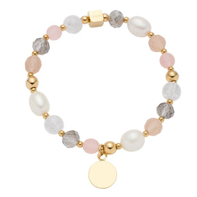 Armband HOPE gold/rose mit Perlen, Glasperlen und goldenem Anhänger