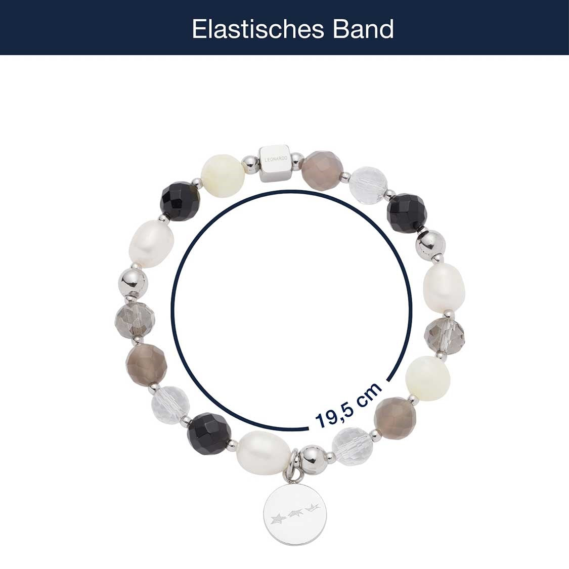Elastisches Armband HOPE mit Perlen und Metallperlen, Größenangabe 19,5 cm