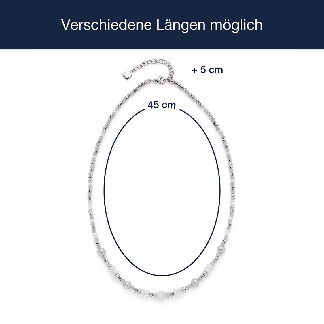 Massangaben zu Halskette KLARA mit Längenvarianten