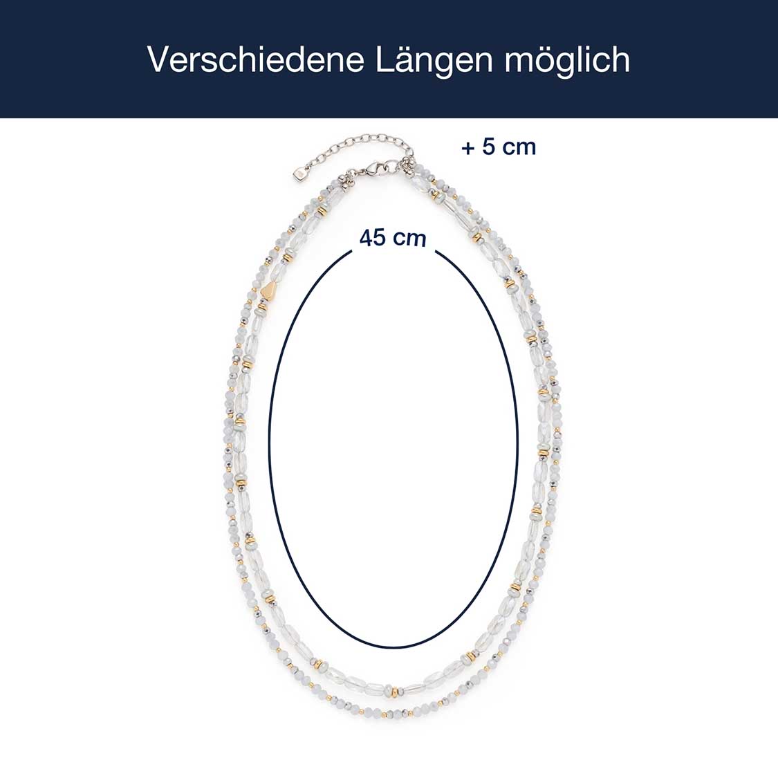 Massangaben zu Halskette MARIT, mehrfarbig, verstellbar