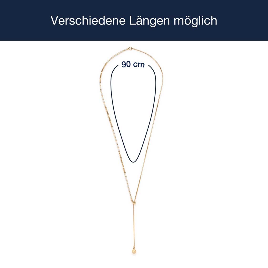 Massangaben zu Halskette YVONNE 90 cm gold