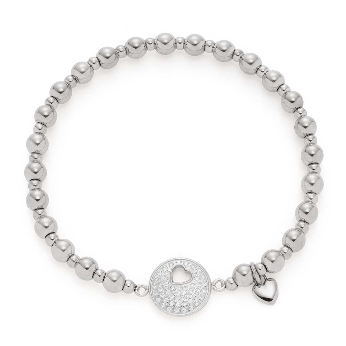 Armband SUE AMOUR mit Perlen und rundem Anhänger mit Herz