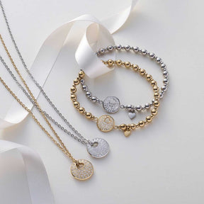 Armband SUE AMOUR mit Perlen und Medaillon-Anhängern in Silber und Gold