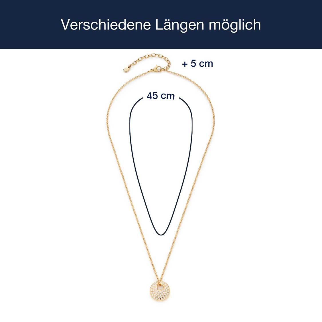 Massangaben zu Halskette SUE AMOUR 45 cm gold