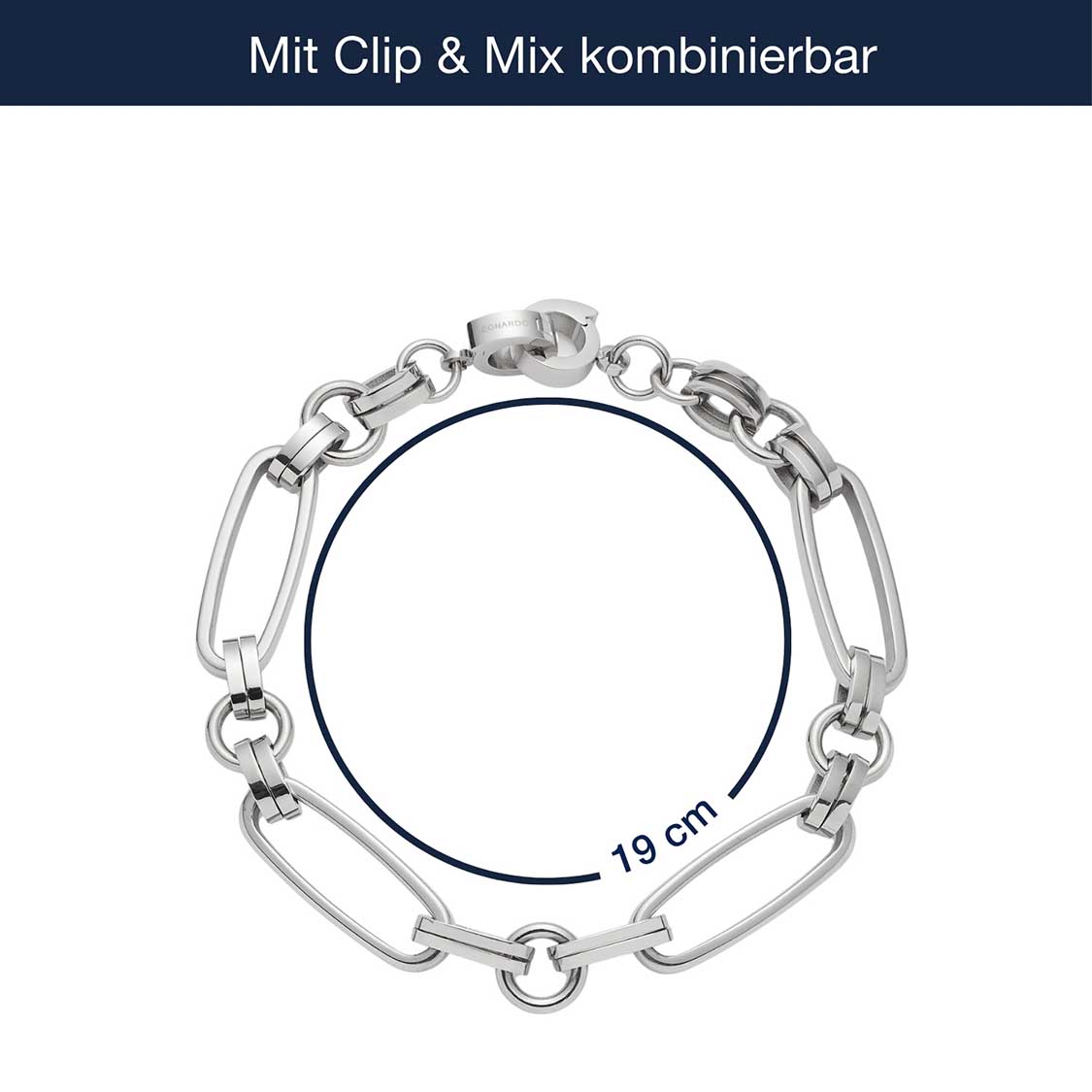 Massangaben zum Armband MATHILDE Clip & Mix in Silber