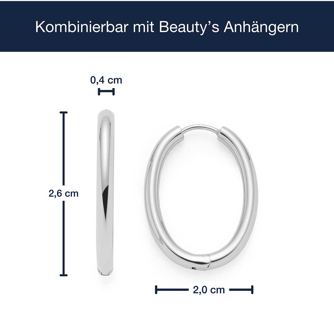 Massangaben zu Creole LUZIE silber mit Beauty's Anhängern