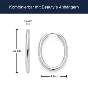 Massangaben zu Creole LUZIE silber mit Beauty's Anhängern