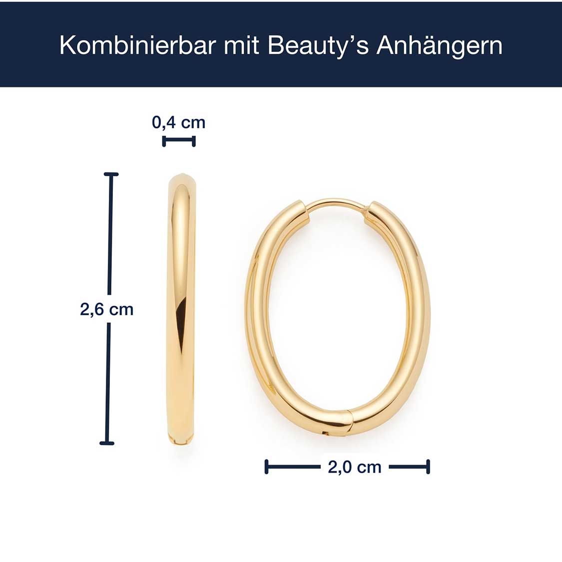 Massangaben zu Creole LUZIE gold, Stab und Reif gezeigt