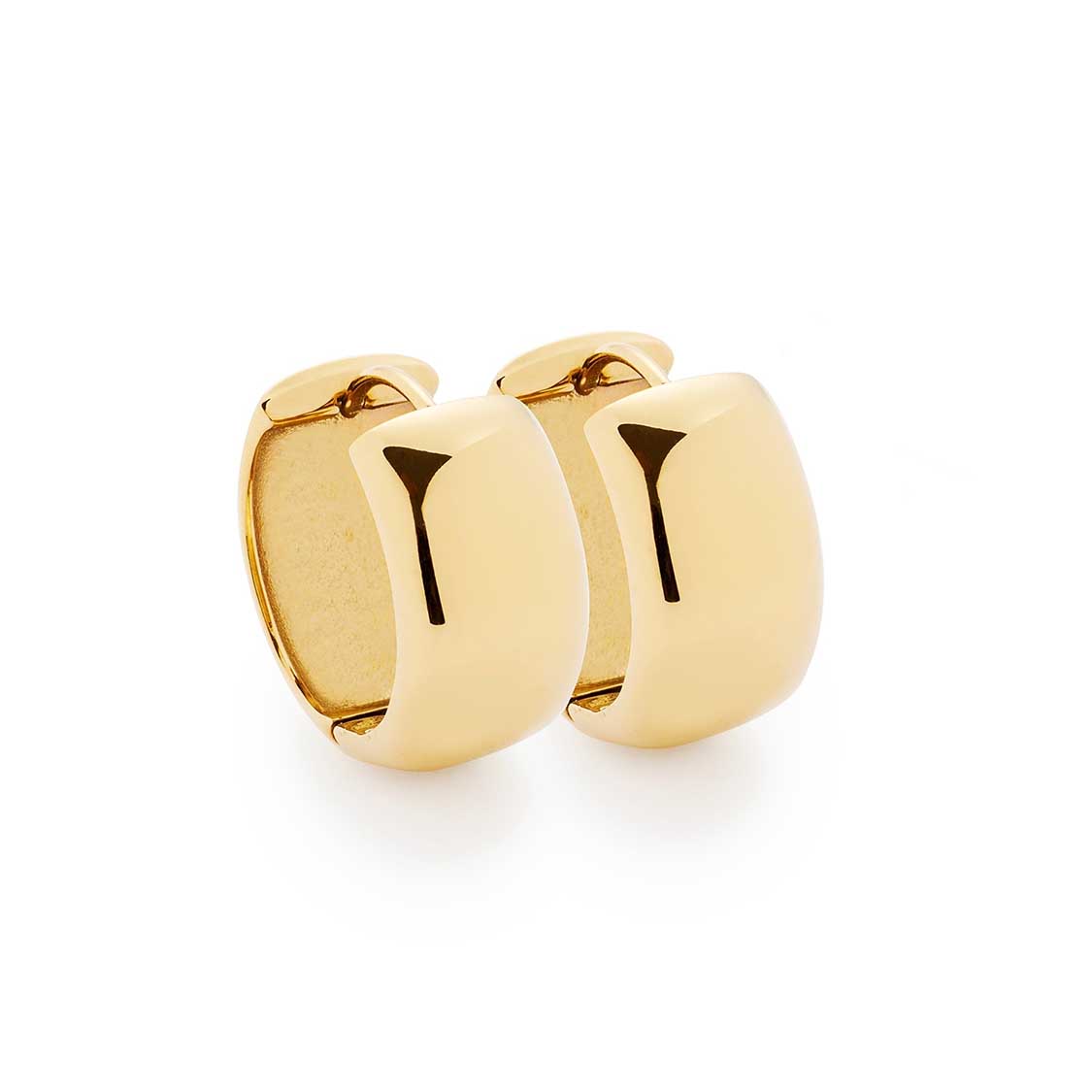 Creole MAUDE gold, Paar goldfarbene Creolen mit geometrischem Muster