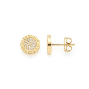 Ohrstecker MATRIX Lusso gold mit kristallbesetztem Motiv und Gravur