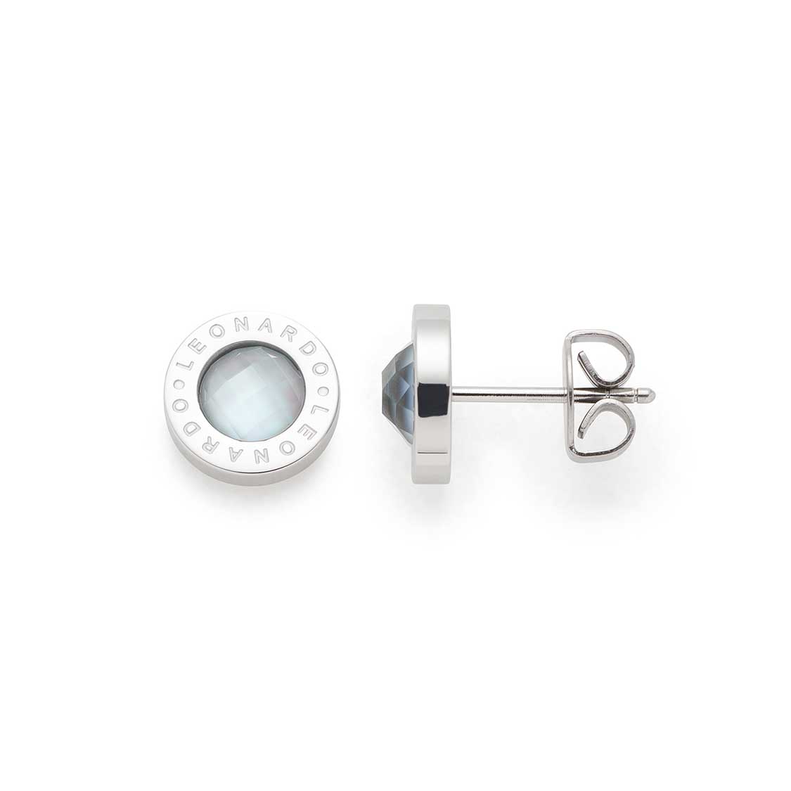 Ohrstecker MATRIX Light Blue, Draufsicht und Seitenansicht mit Verschluss