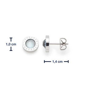 Massangaben zu Ohrstecker MATRIX Light Blue, Draufsicht und Seitenansicht