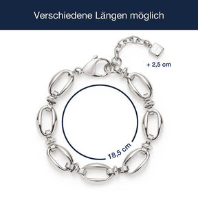 Massangaben zu Armband ANDREA, silbernes Kettenarmband mit ovalen Gliedern