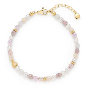 Armband FRANZI gold mit Perlen und Halbedelsteinen in Pastelltönen