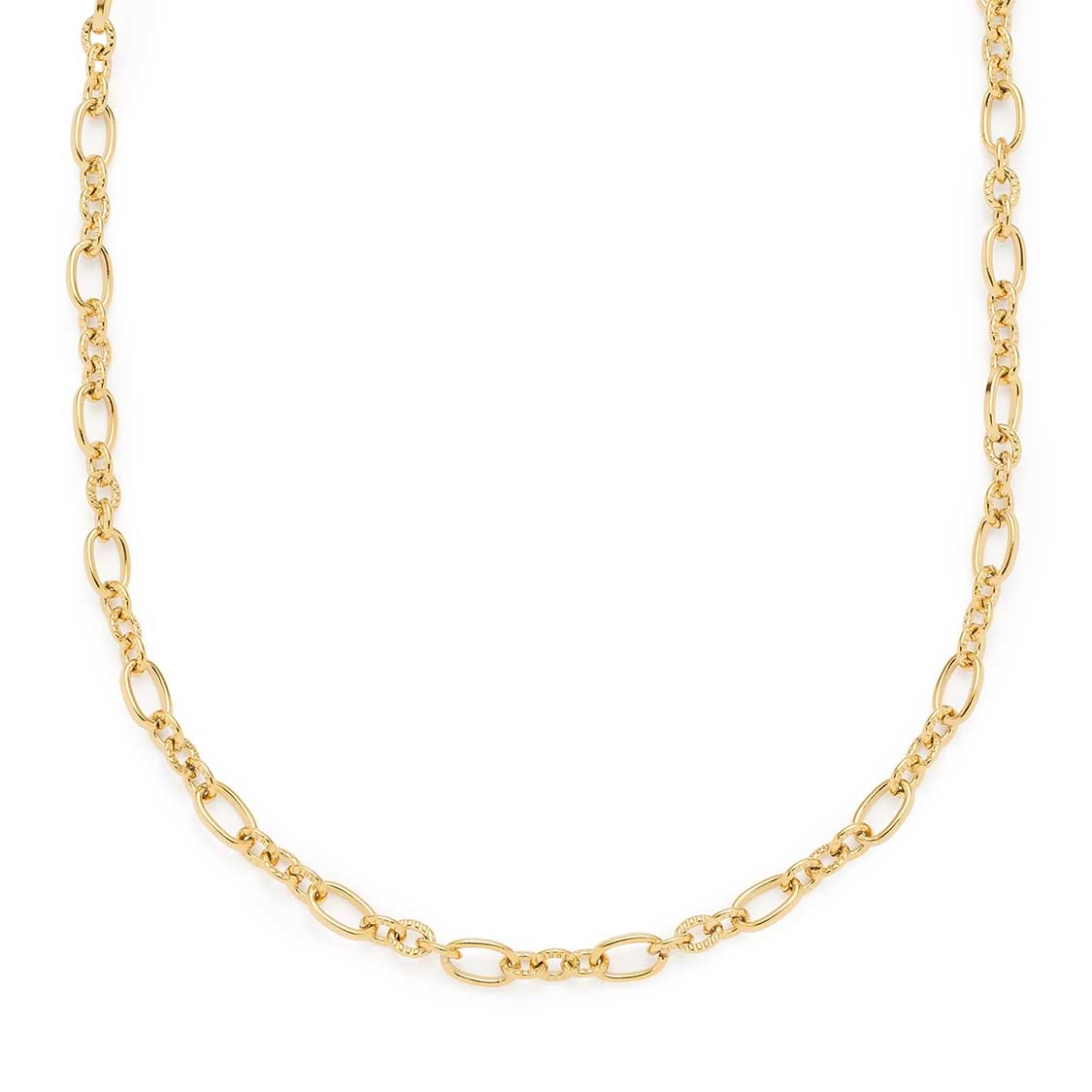 Halskette SOLVANI 42 cm gold mit Gliederkettenstruktur aus oval- und feinen Kettengliedern