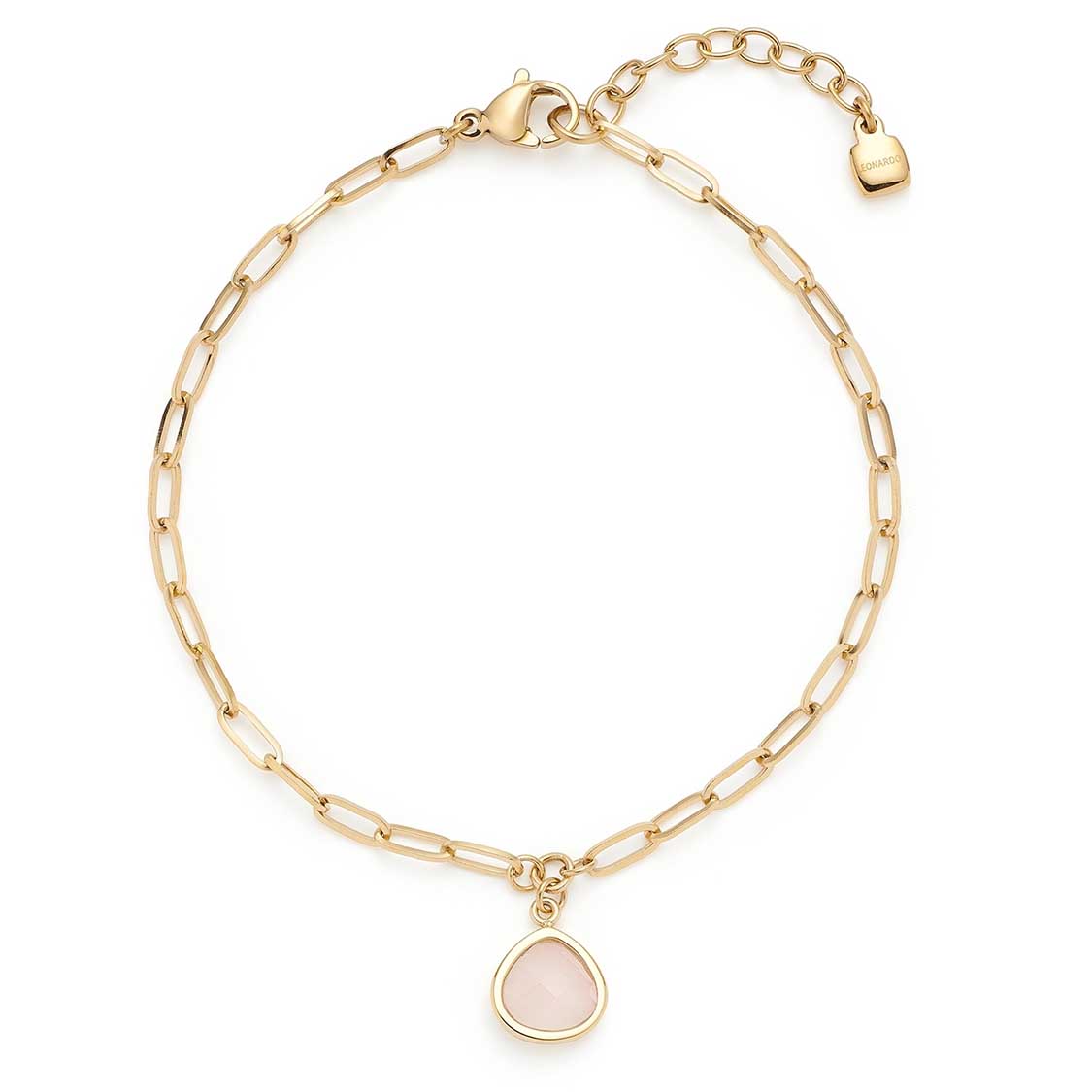 Armband INDRA gold mit Kettengliedern und rundem Anhänger in Rosa