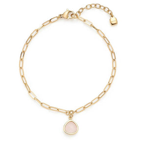 Armband INDRA gold mit Kettengliedern und rundem Anhänger in Rosa