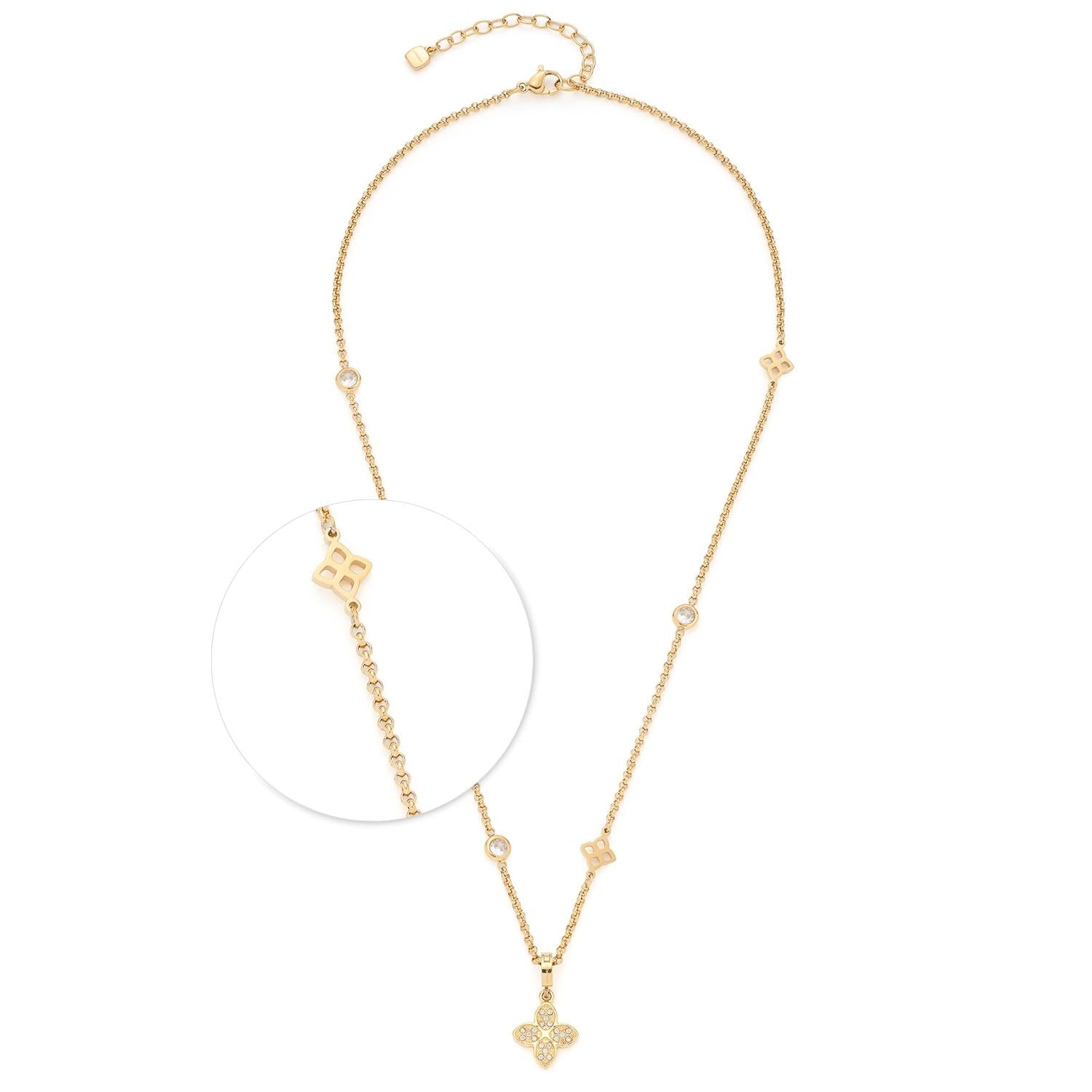 Halskette RUTH in gold mit Kettendetail und Schmuckanhänger, Verpackungsausschnitt