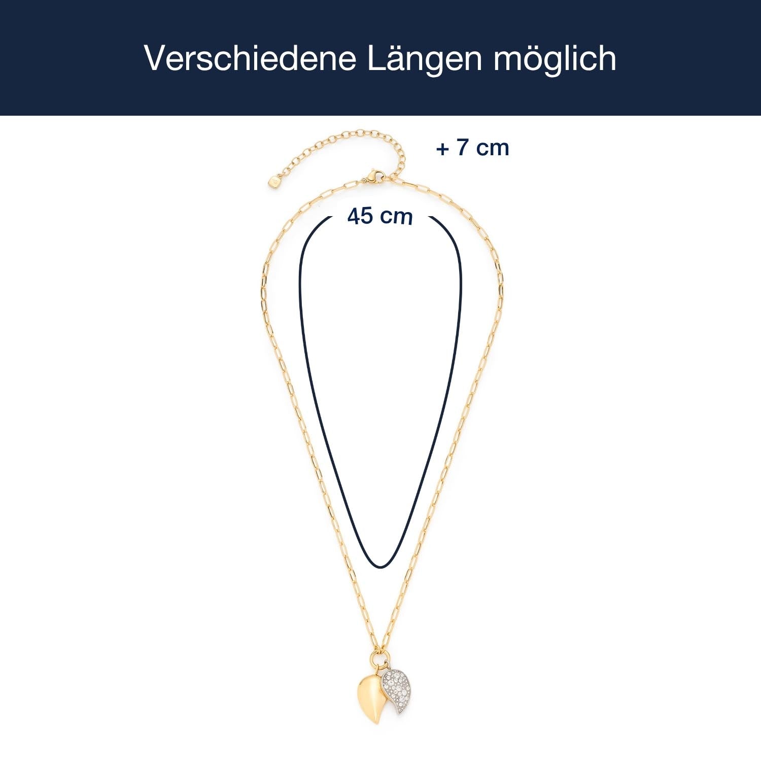 Massangaben zu Halskette LEA, bicolor Anhänger mit Zirkonia
