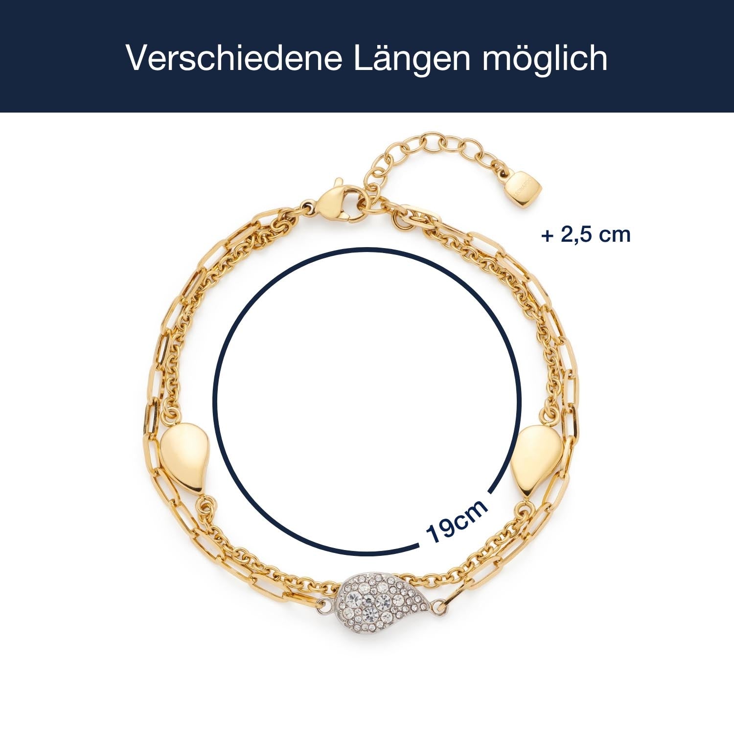 Massangaben zu Armband LEA, bicolor mit Zirkonia-Stein