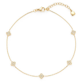Fußkette LISETTE gold mit quadratischen Zierplättchen und Verlängerungskettchen