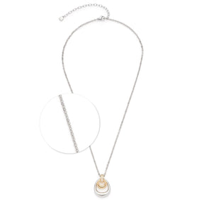 Halskette LIVIA mit bicolorem Ringanhänger aus Edelstahl und Zirkonia, Kettendetail in Vergrößerung