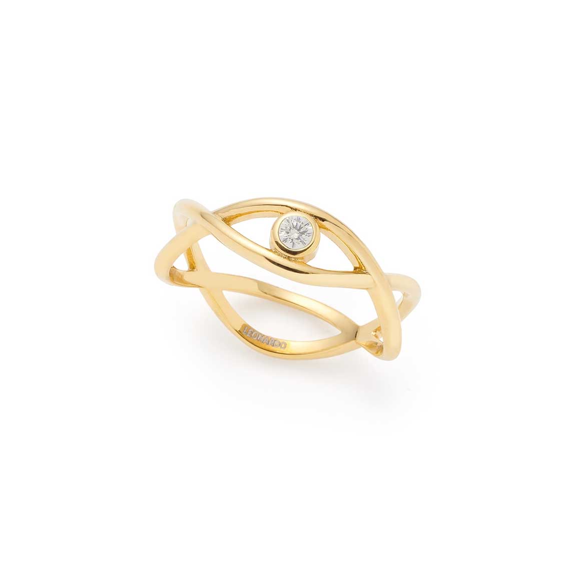 Ring TAVARI 17 gold mit gekreuztem Design und Zirkonia-Stein