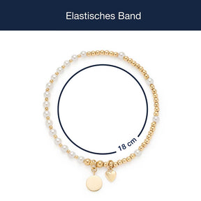 Elastisches Armband MONIA gold mit Perlen und Anhängern, Massangaben