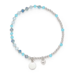 Armband AMITA You & Me CIAO mit hellblauen und grauen Perlen, Silberperlen und Anhängern