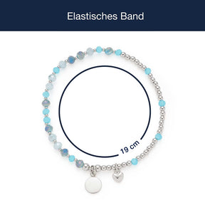 Elastisches Armband AMITA You & Me CIAO mit Perlen und Anhängern, Massangaben